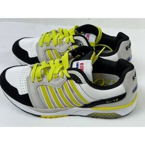 K-Swiss Rannell Men's White Black Gray Neon Sneaker Size 8.5 NWOB